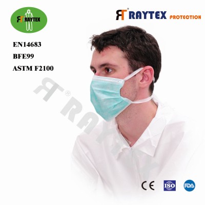 Disposable 3-Ply Face Mask--Tie Type